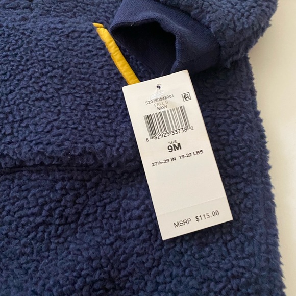 Ralph Lauren Baby Boy Navy Blue Warm Footed Romper Outfit NWT Size 9 Months - Picture 3 of 6